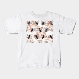 Bees on rose gold marble Kids T-Shirt